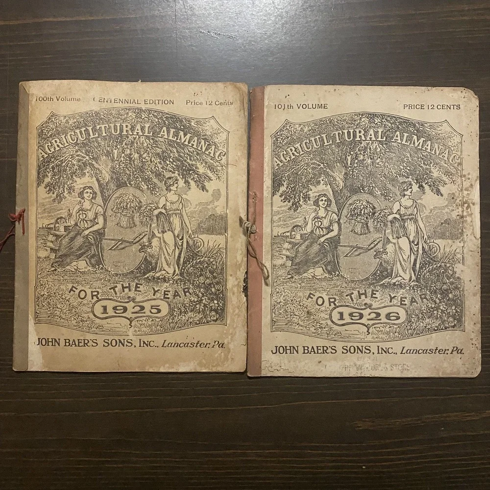 9 Antique Agricultural Almanacs 1920-1922 1924-1929 John‎ Baer's Sons Lancaster - Picture 12 of 16